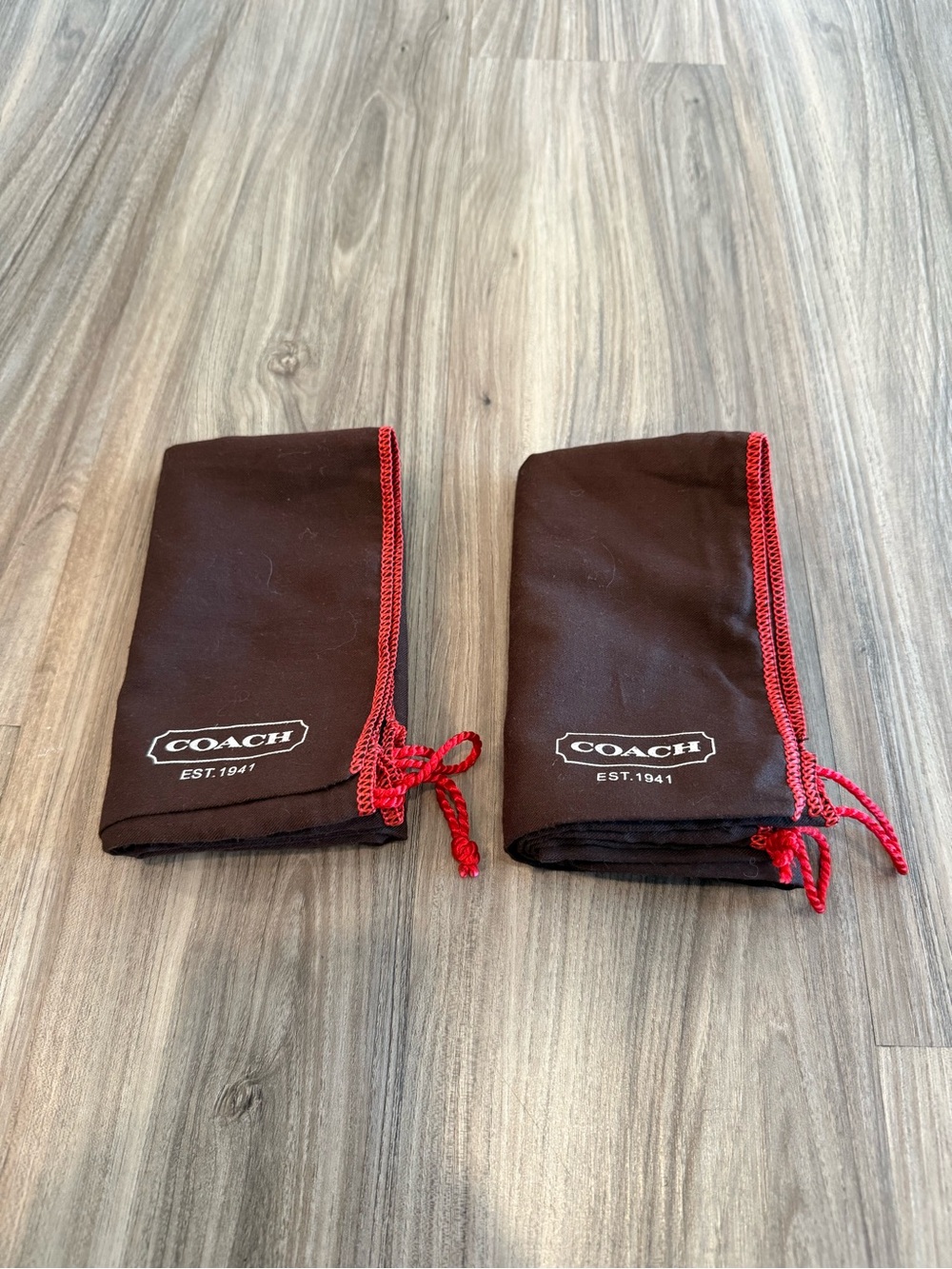 COACH Brown Dust Bag with Red Trim and Drawstring 16” x 13.5” - Picture 7 of 7
